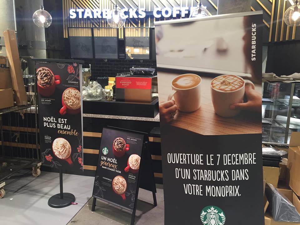 Ouverture le 7 décembre pour Starbucks chez Monoprix